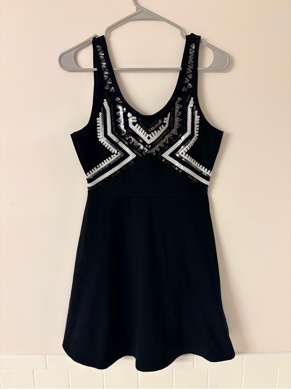 Express Black Dress with Silver Sequin Bodice